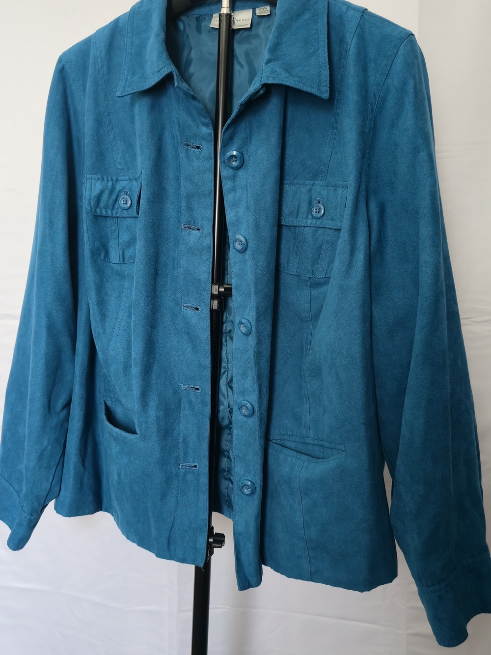 Women’s Teal Suede Button-Front Jacket
